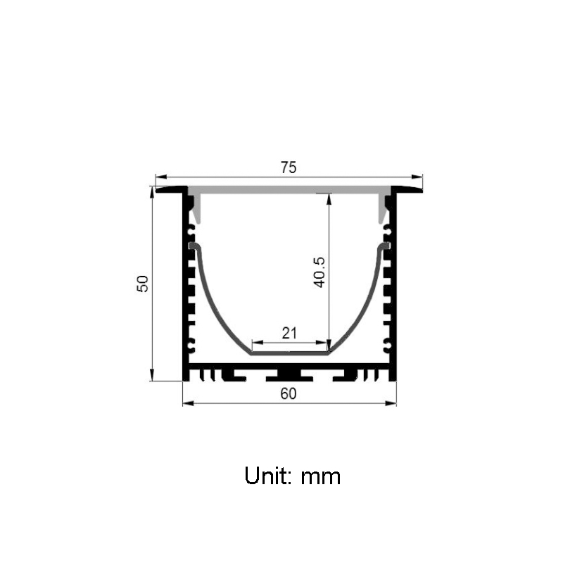 Recessed LED Diffuser Channel Aluminum Profile For 20mm Double Row LED Strip Lighting Recessed LED Diffuser Channel Aluminum Profile For 20mm Double Row LED Strip Lighting